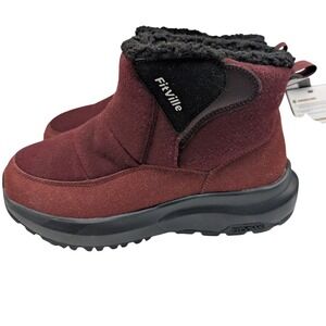 NWT FitVille Wide Comfort Technology Arch Heel‎ Support Boots Burgundy 7.5W